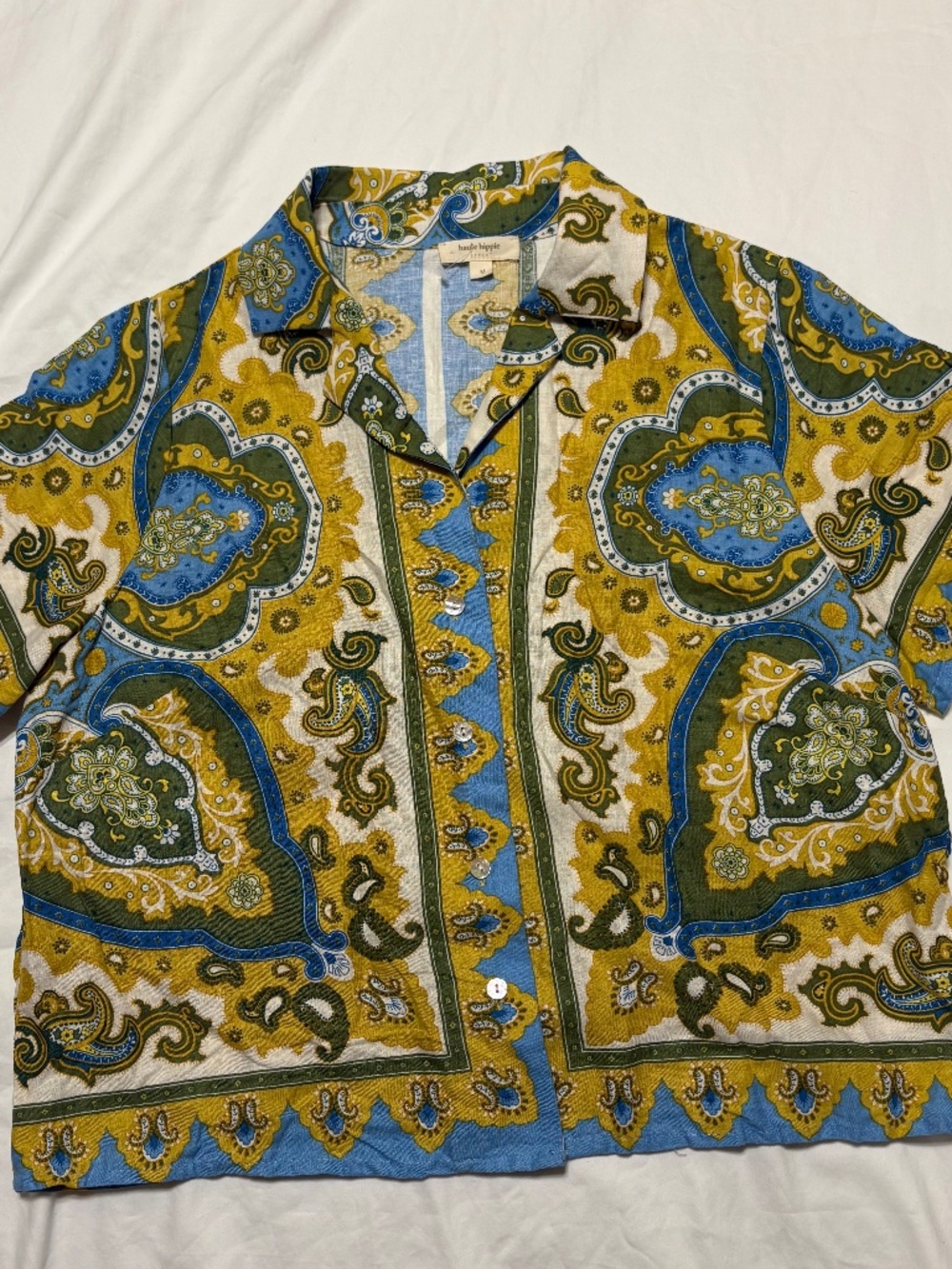 Haute Hippie Linen Blend Paisley Camp Shirt M NWOT